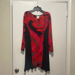 Parsley & Sage Red/Orange and Black Tunic Size Large